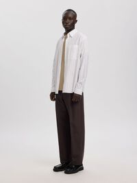 PLEATED LINEN-BLEND TROUSERS, Licorice, highres