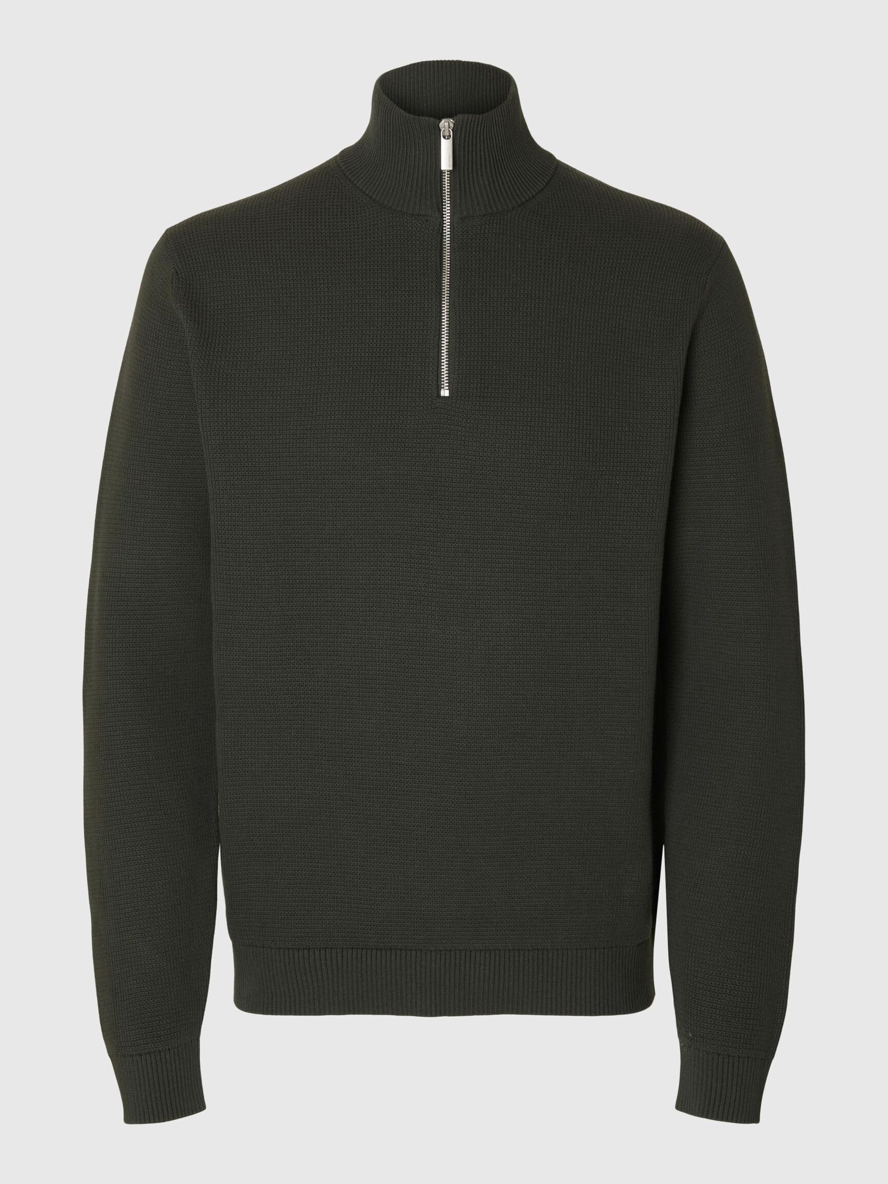 HALVE RITSSLUITING SWEATER, Deep Forest, highres