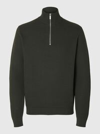 HALVE RITSSLUITING SWEATER, Deep Forest, highres
