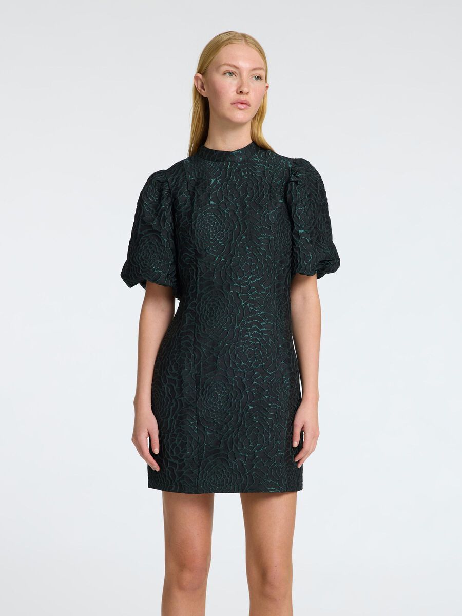Selected GEBLÜMTES JACQUARD KLEID MIT PUFFÄRMELN, Scarab, highres - 16097394_Scarab_003.jpg