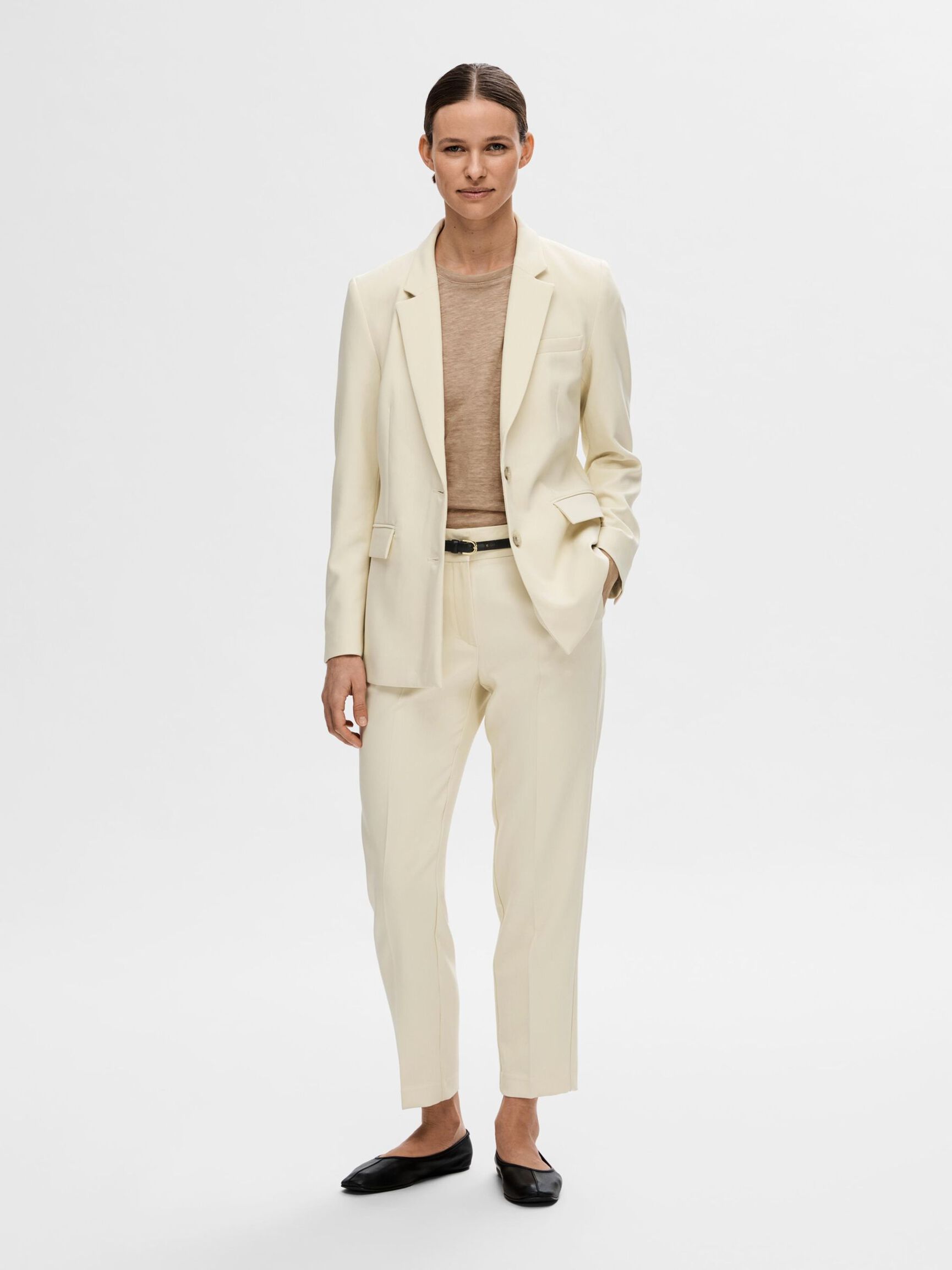 FITTED SINGLE BREASTED PEAK LAPEL BLAZER, Birch, highres