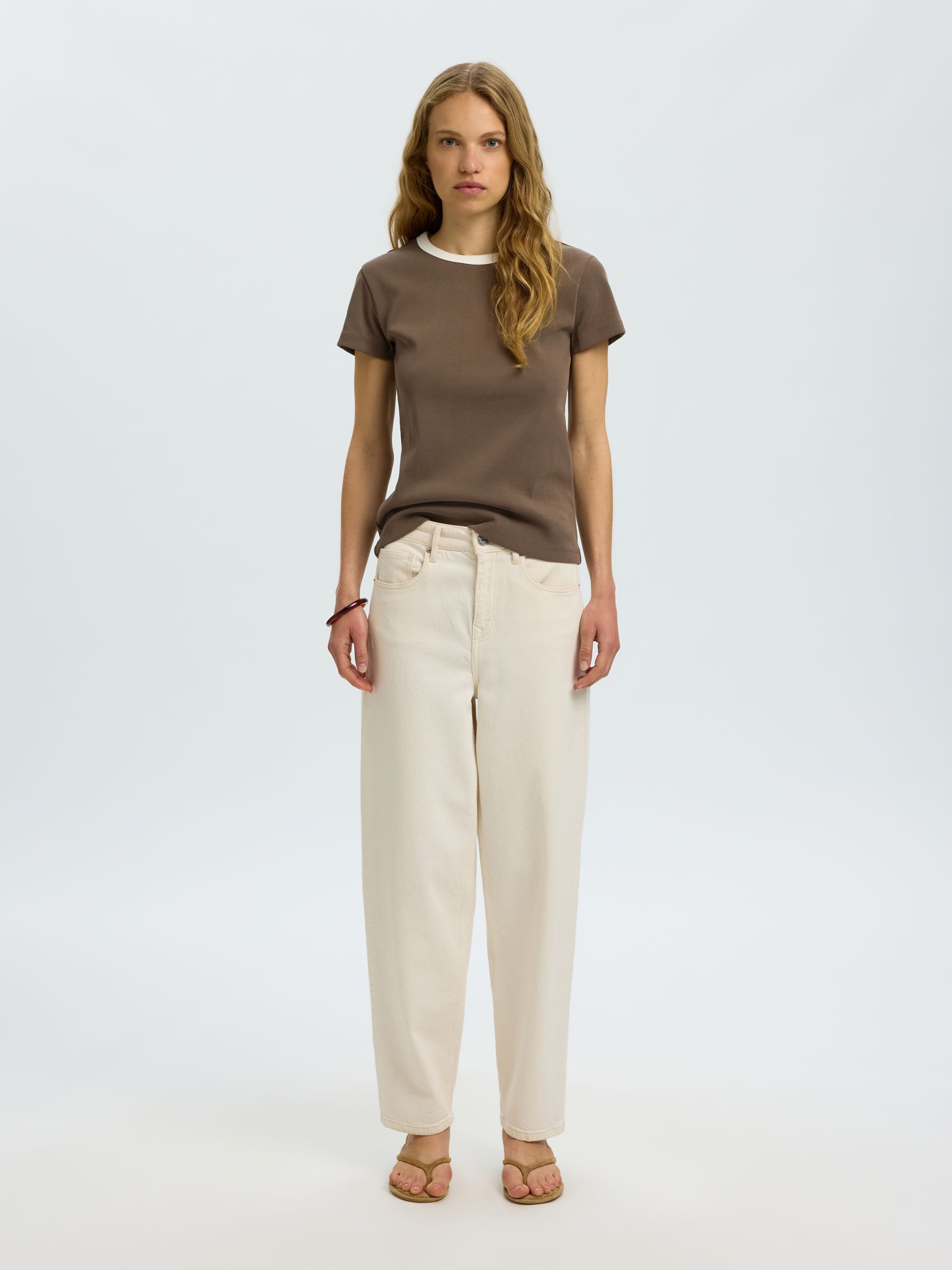COTTON SHORT-SLEEVED T-SHIRT, Chocolate Chip, highres
