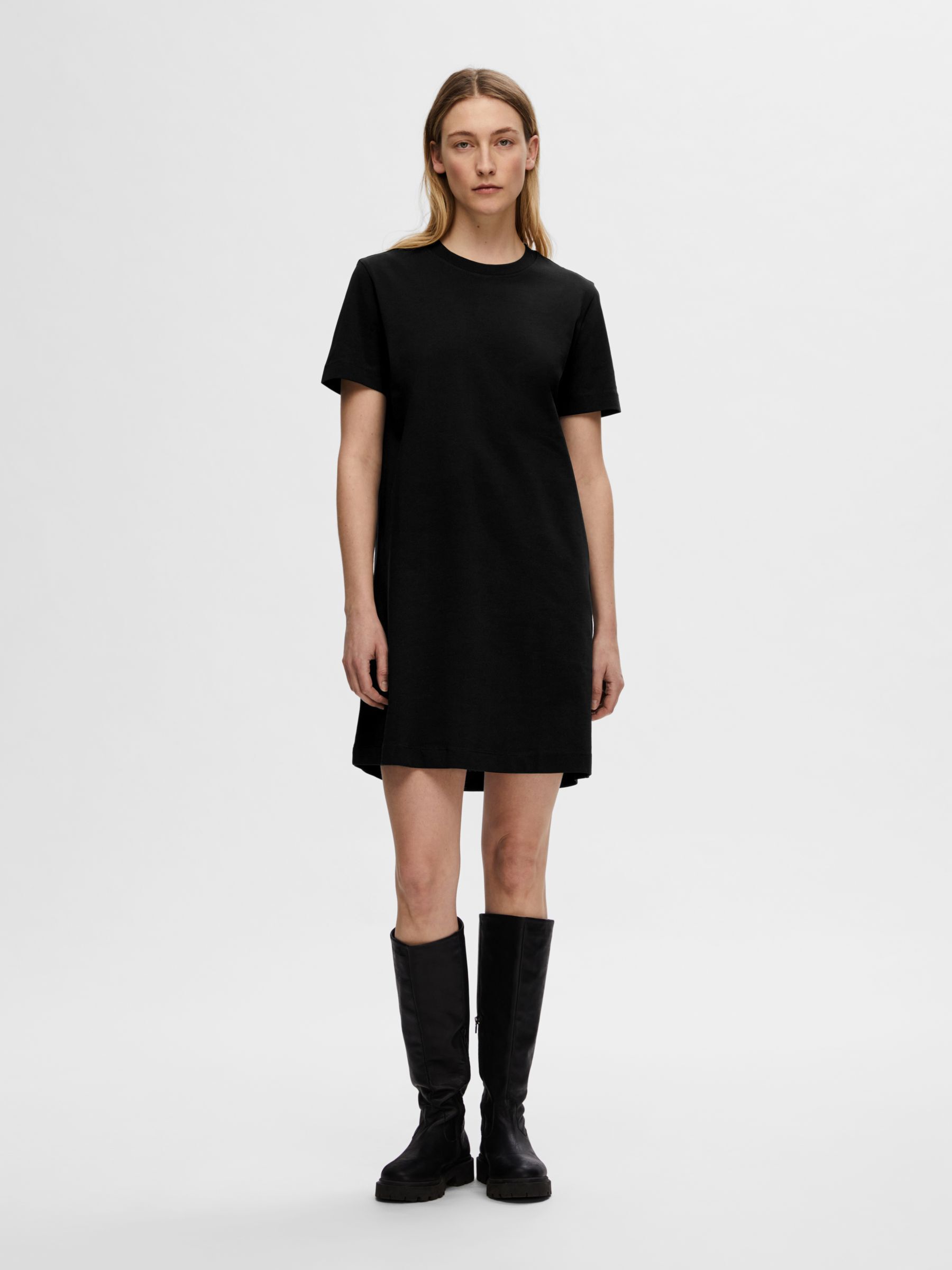 SHORT-SLEEVED MINI DRESS, Black, highres