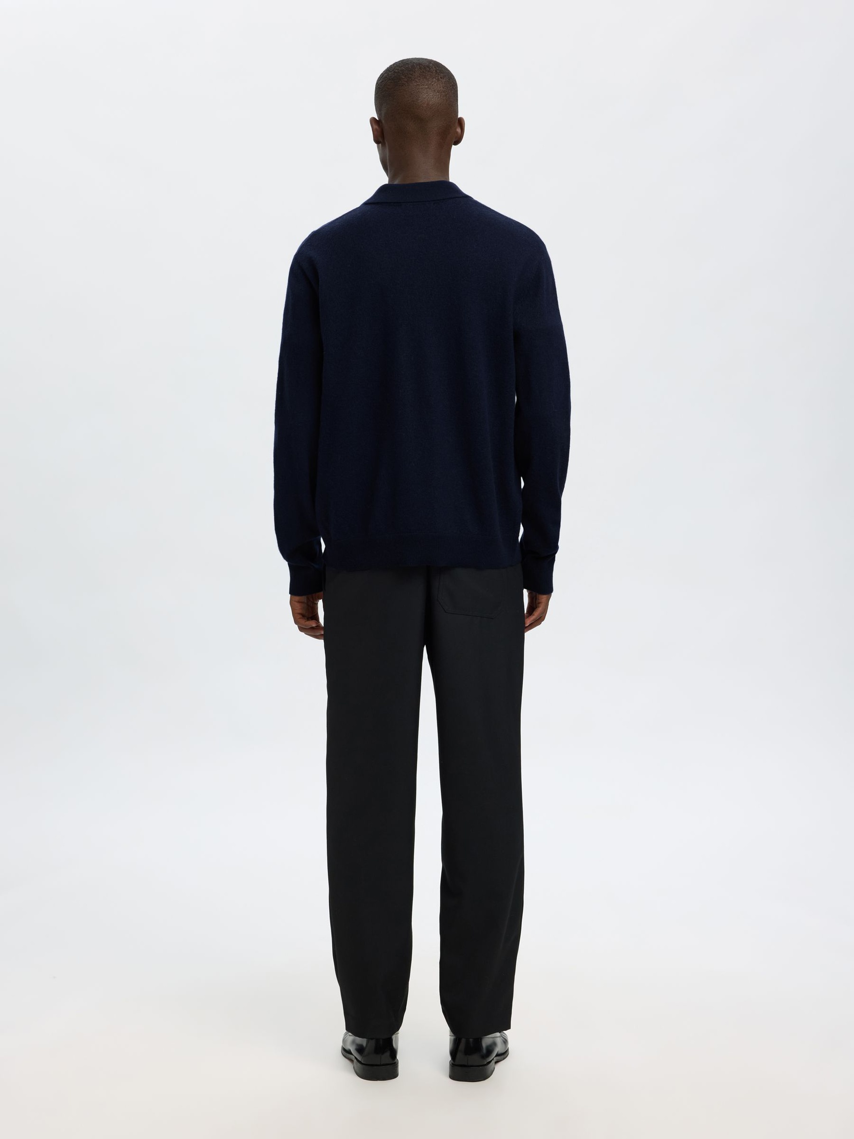 100% MERINOULD LANGÆRMET POLO, Navy Blazer, highres