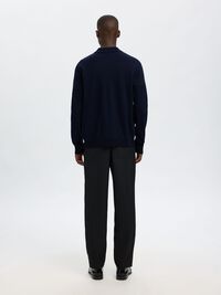 100% MERINOWOL POLO MET LANGE MOUWEN, Navy Blazer, highres