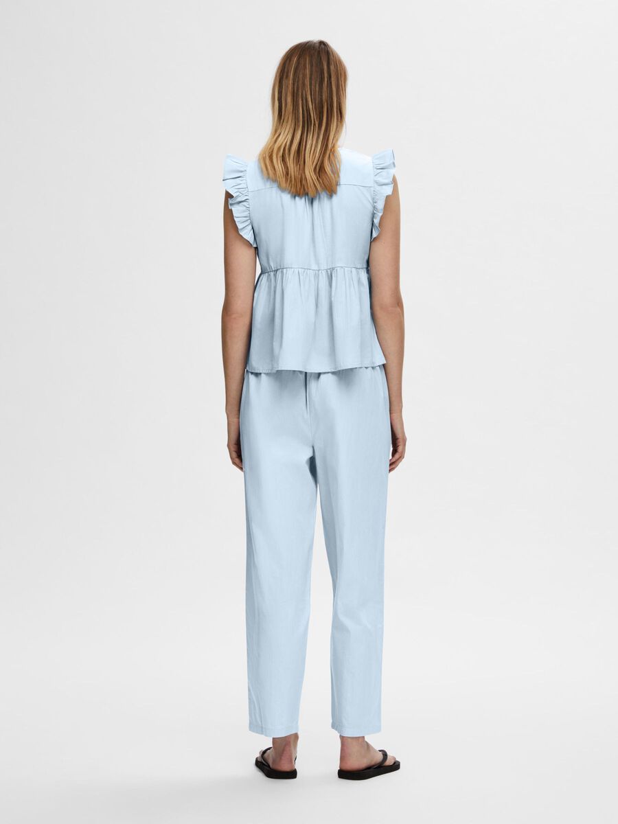 Selected BOMULL BUKSER MED HØY MIDJE, Cashmere Blue, highres - 16094339_CashmereBlue_004.jpg