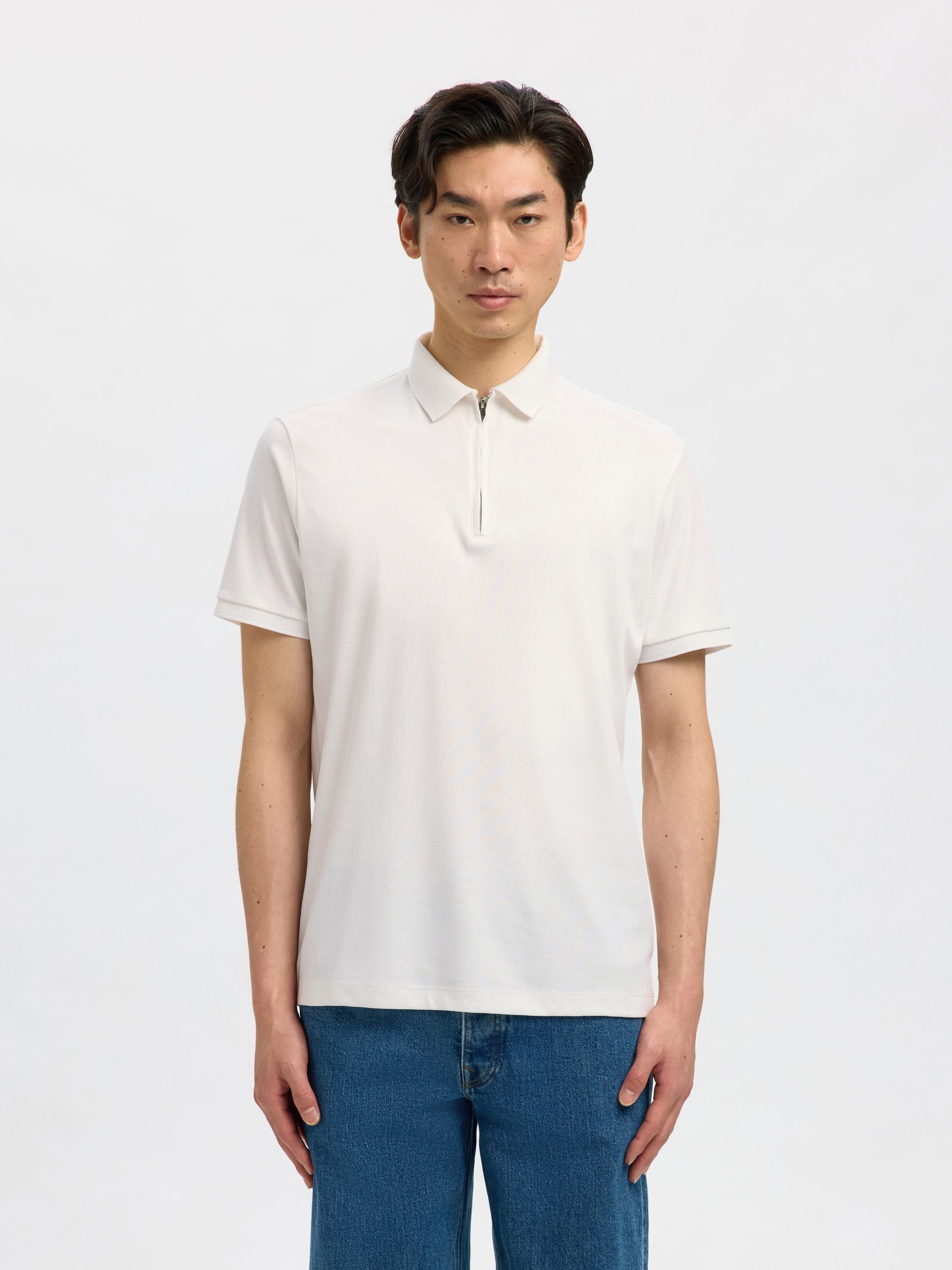 ZIPPER POLO SHIRT | White | Selected