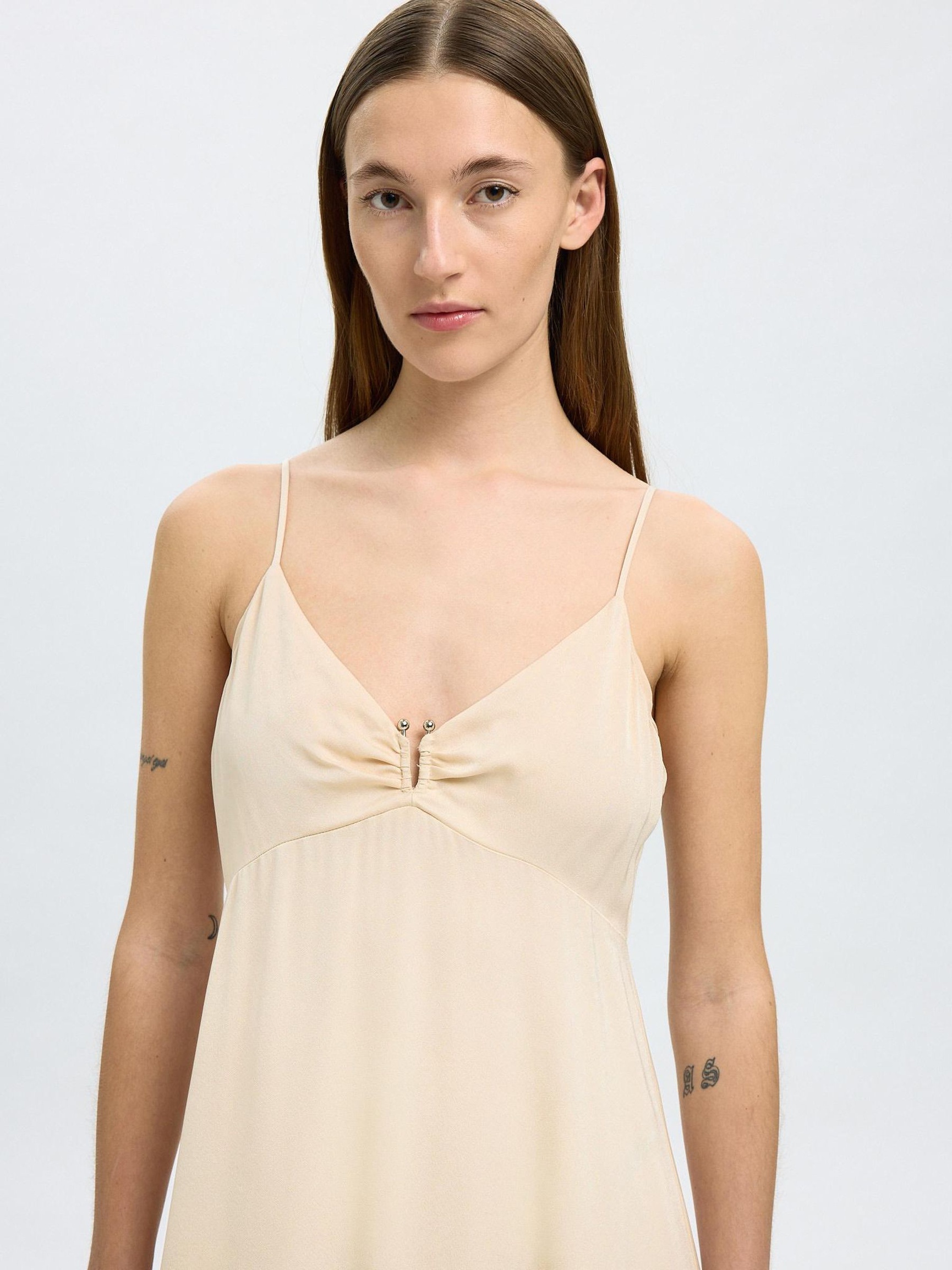 SLEEVELESS MAXI DRESS, Sandshell, highres