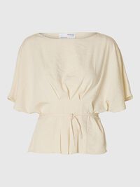 VISCOSE BLEND PLEATED  BLOUSE, Birch, highres