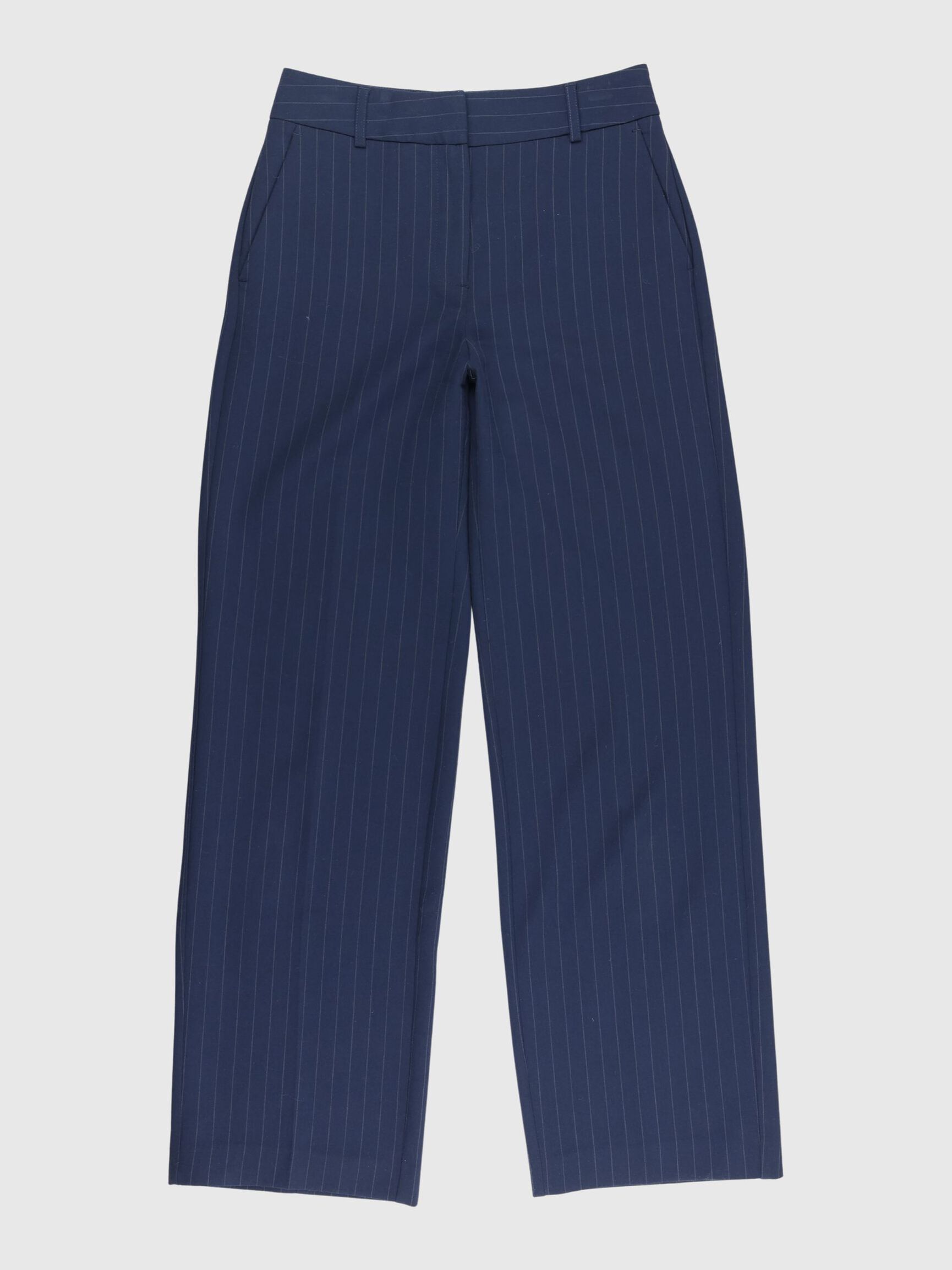 VISKOSEBLANDING NÅLESTRIBE BUKSER, Dark Sapphire, highres