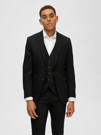 GEWEBTER WOLLGEMISCH BLAZER, Black, highres