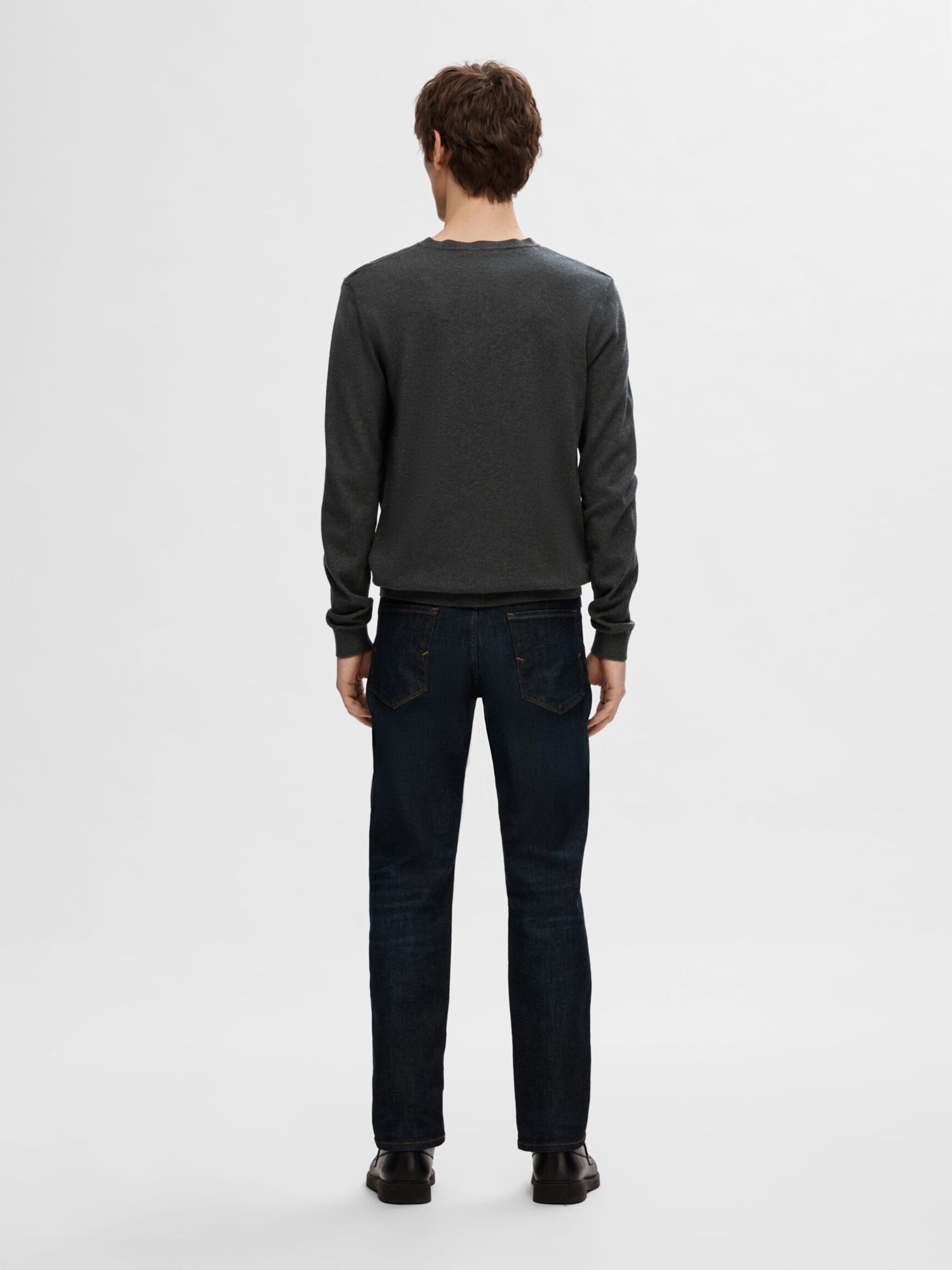 LANGARM STRICKPULLOVER, Antracit, highres