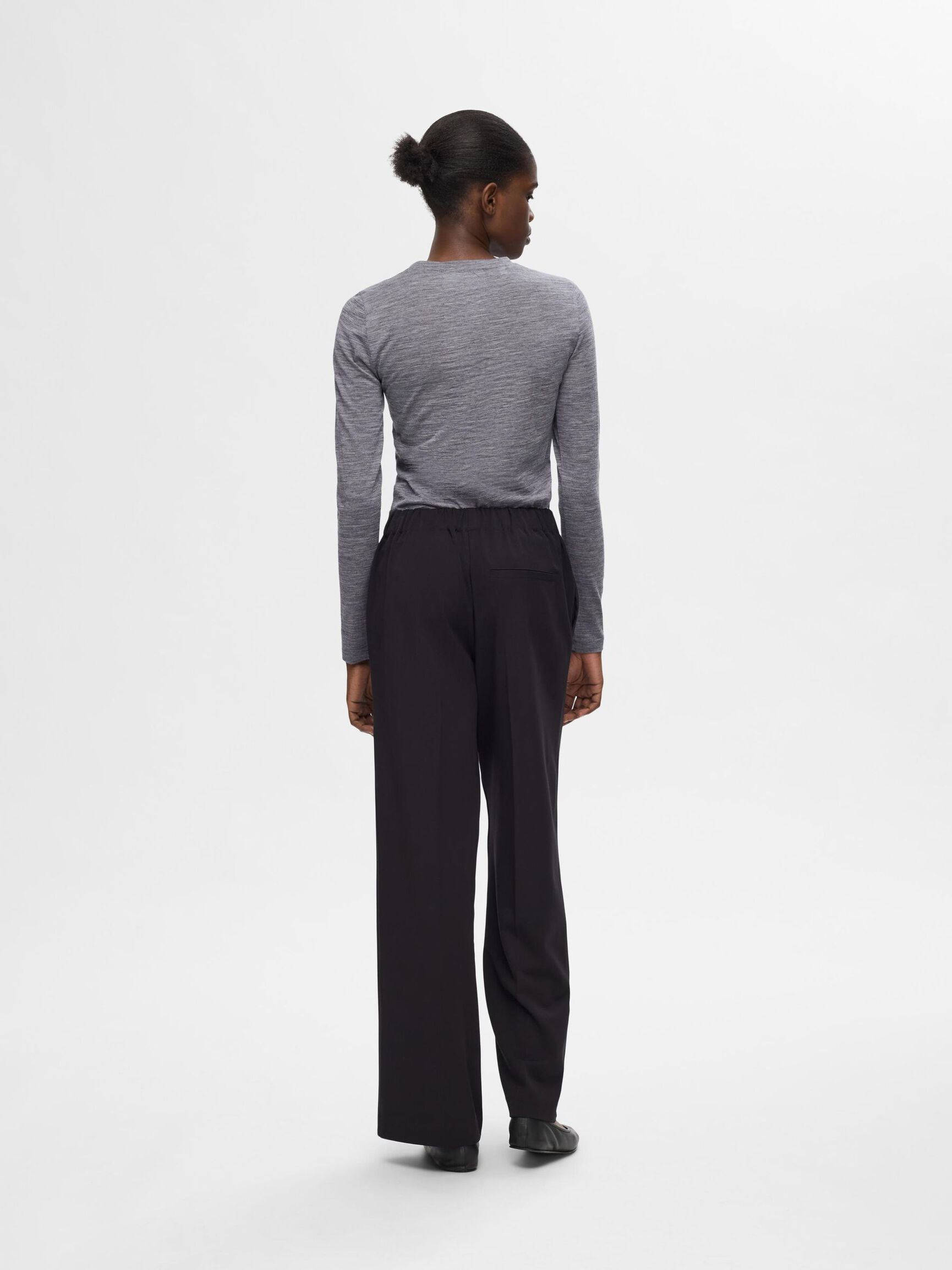 100% WOOL  LONG SLEEVED TOP, Steel Gray, highres