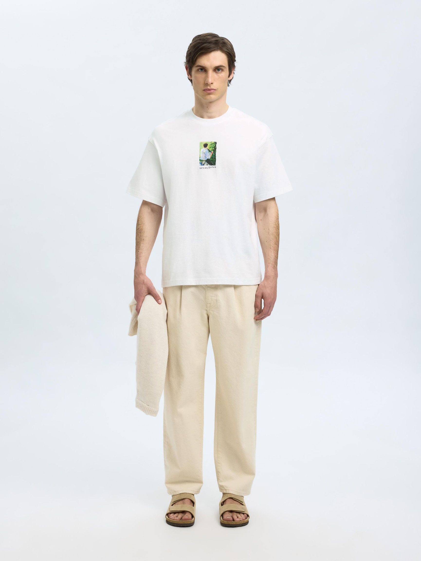 BEDRUKT T-SHIRT MET RONDE HALS, Bright White, highres