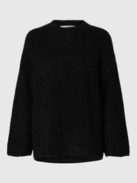 OVERSIZED WOOL BLEND JUMPER, Black, highres