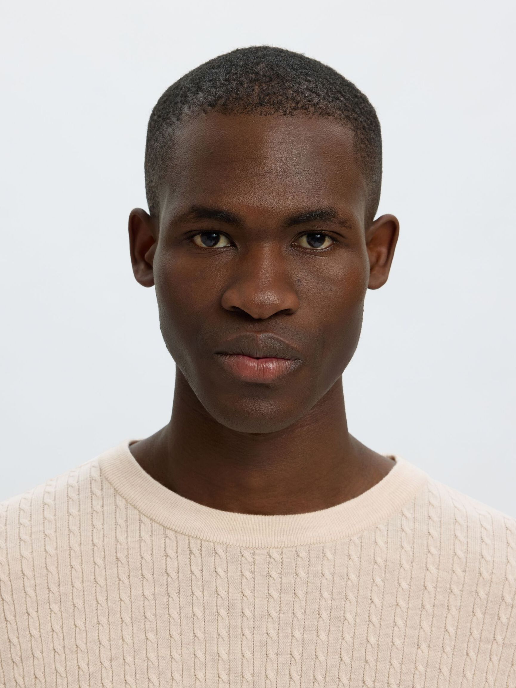 100% MERINO WOOL KNITTED PULLOVER, Oatmeal, highres