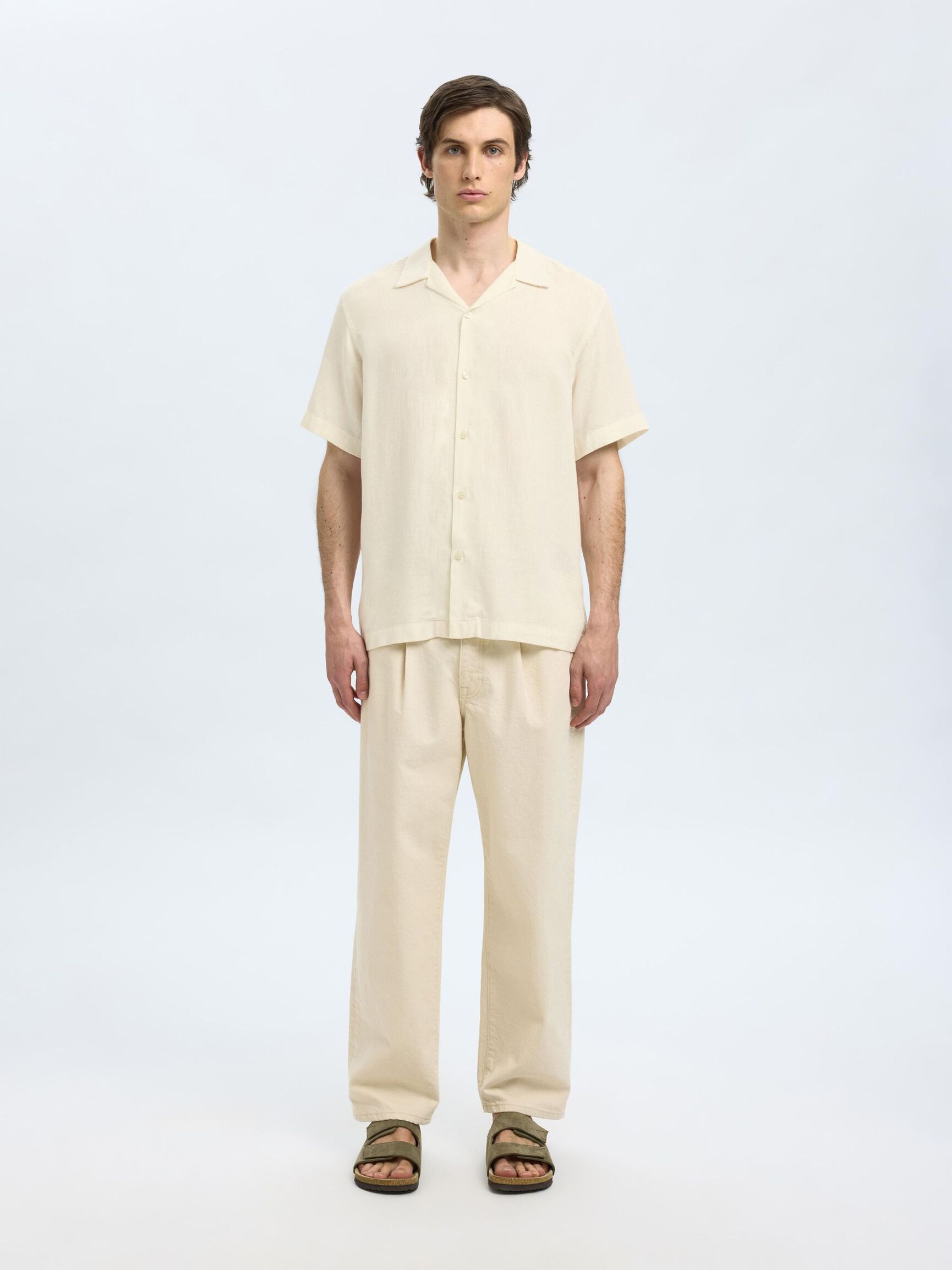 PRINTED SHORT SLEEVED SHIRT, Egret, highres
