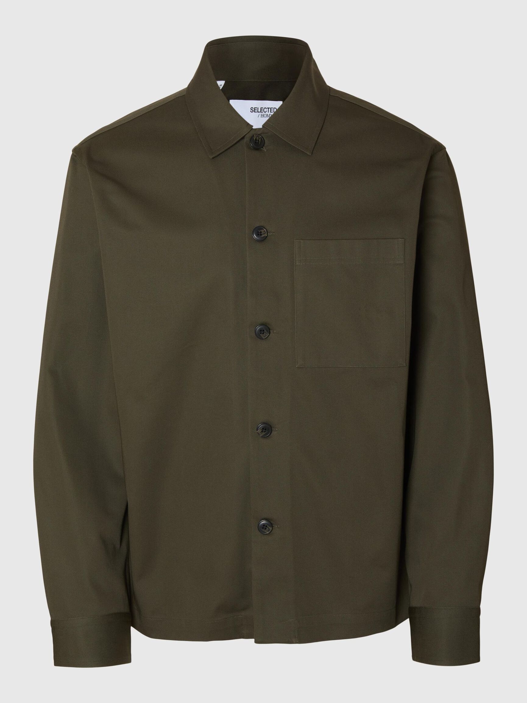 REGULAR FIT KATOEN OVERSHIRT, Forest Night, highres