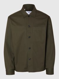 REGULAR FIT KATOEN OVERSHIRT, Forest Night, highres