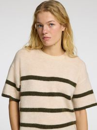 SHORT-SLEEVED WOOL BLEND TOP, Birch, highres