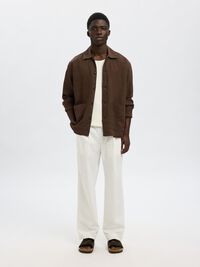 GEPLOOIDE LOOSE-FIT BROEK, Cloud Dancer, highres
