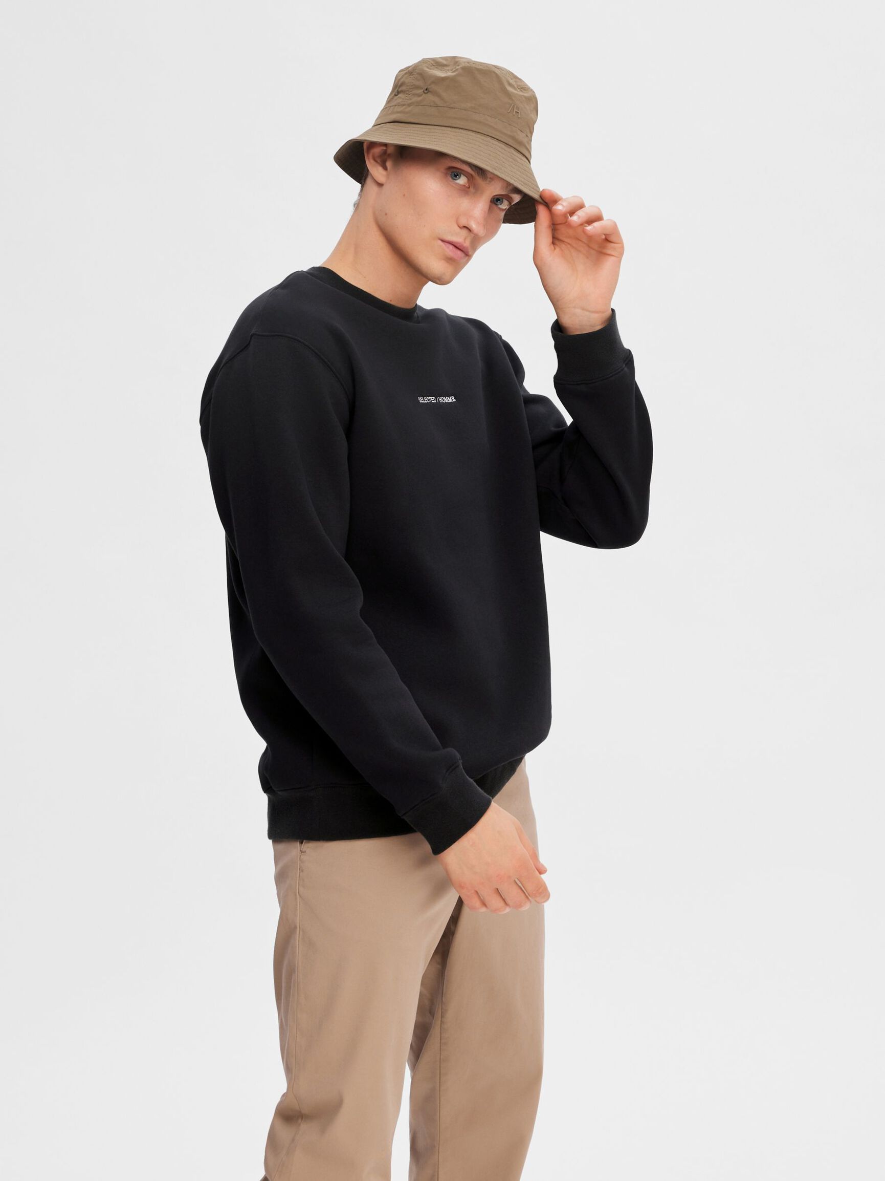 BESTICKTE SWEATSHIRT, Black, highres