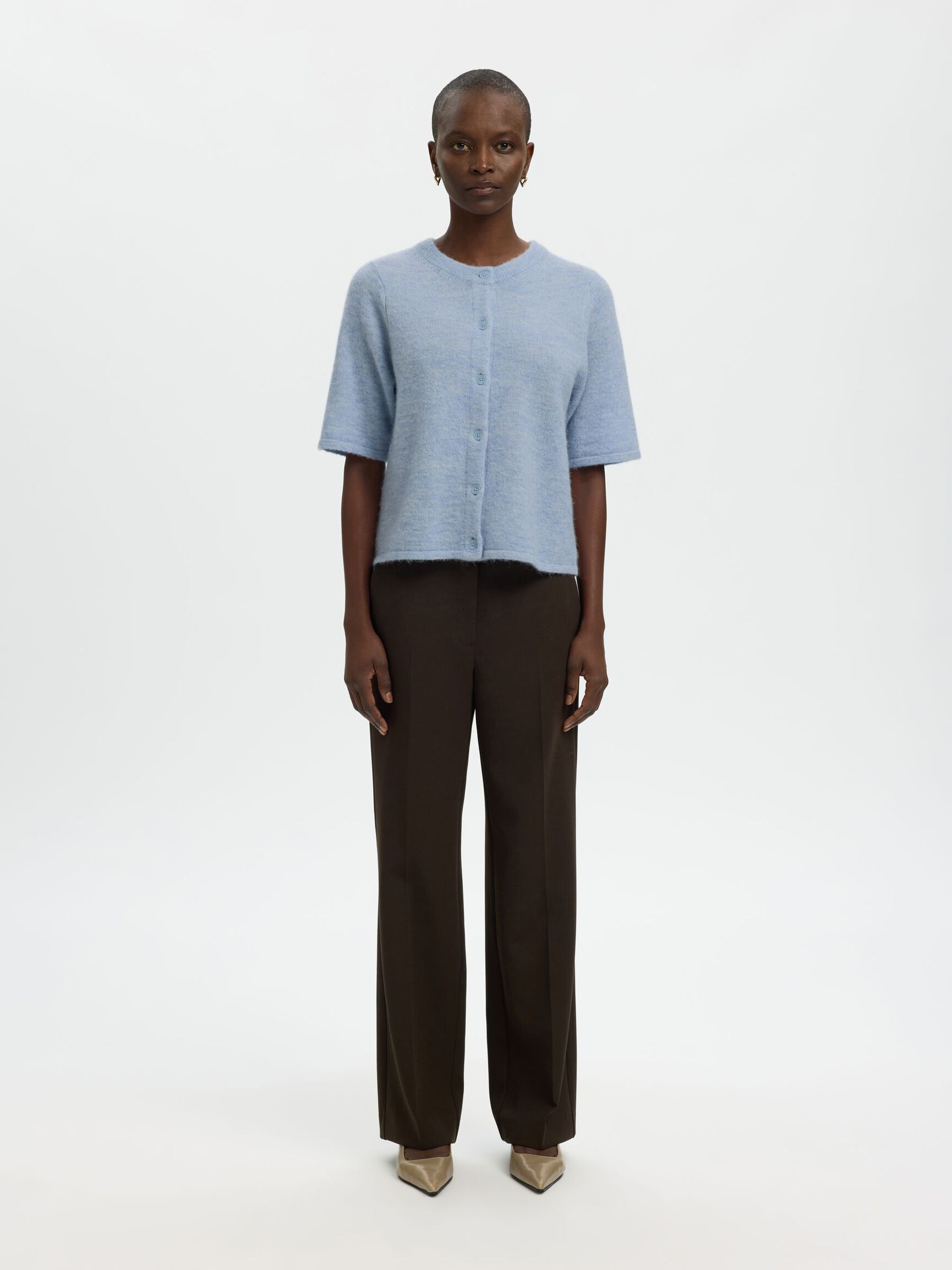 WOLMIX KORTE MOUWEN VEST, Cashmere Blue, highres