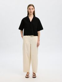KURZARM CROP-BLUSE, Black, highres