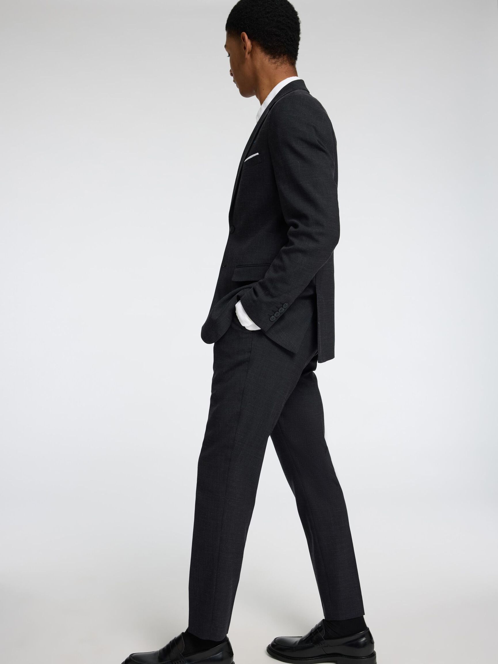 SLIM FIT SUIT TROUSERS, Black, highres