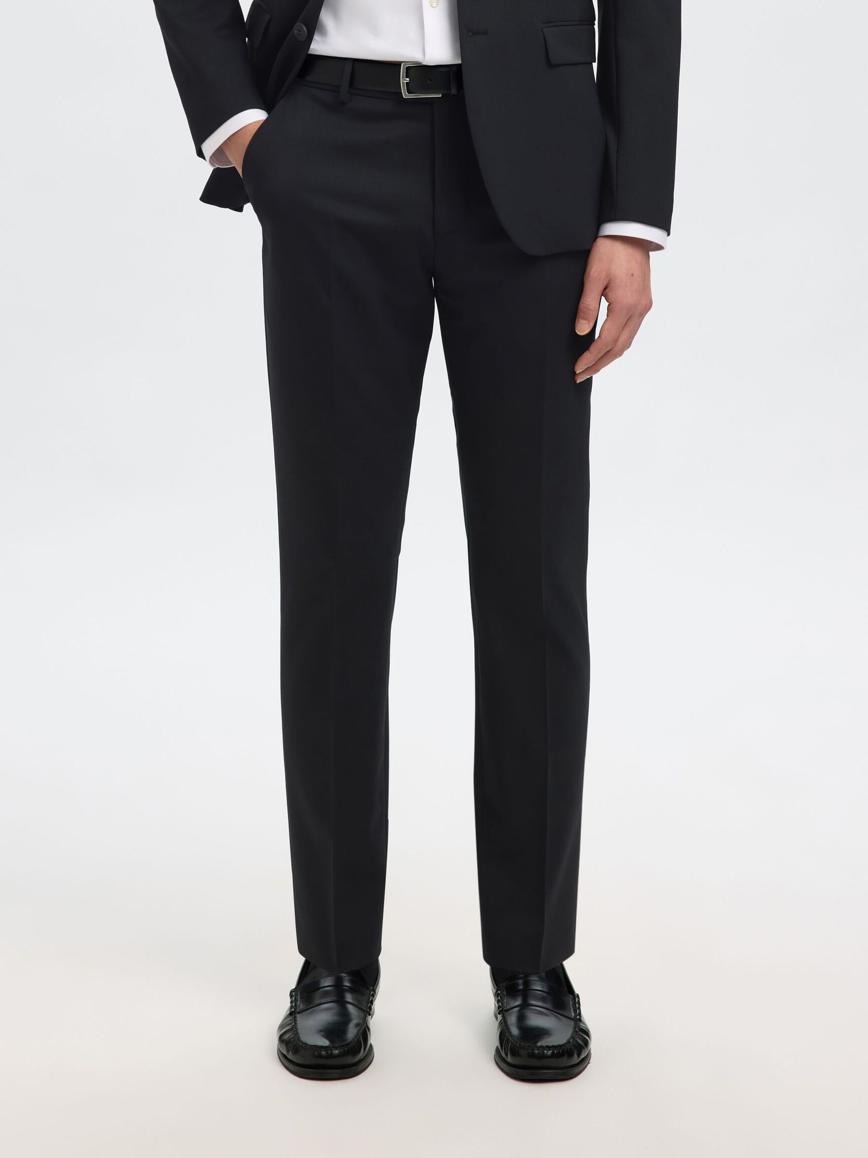 WOOL BLEND  SUIT TROUSERS, Black, highres