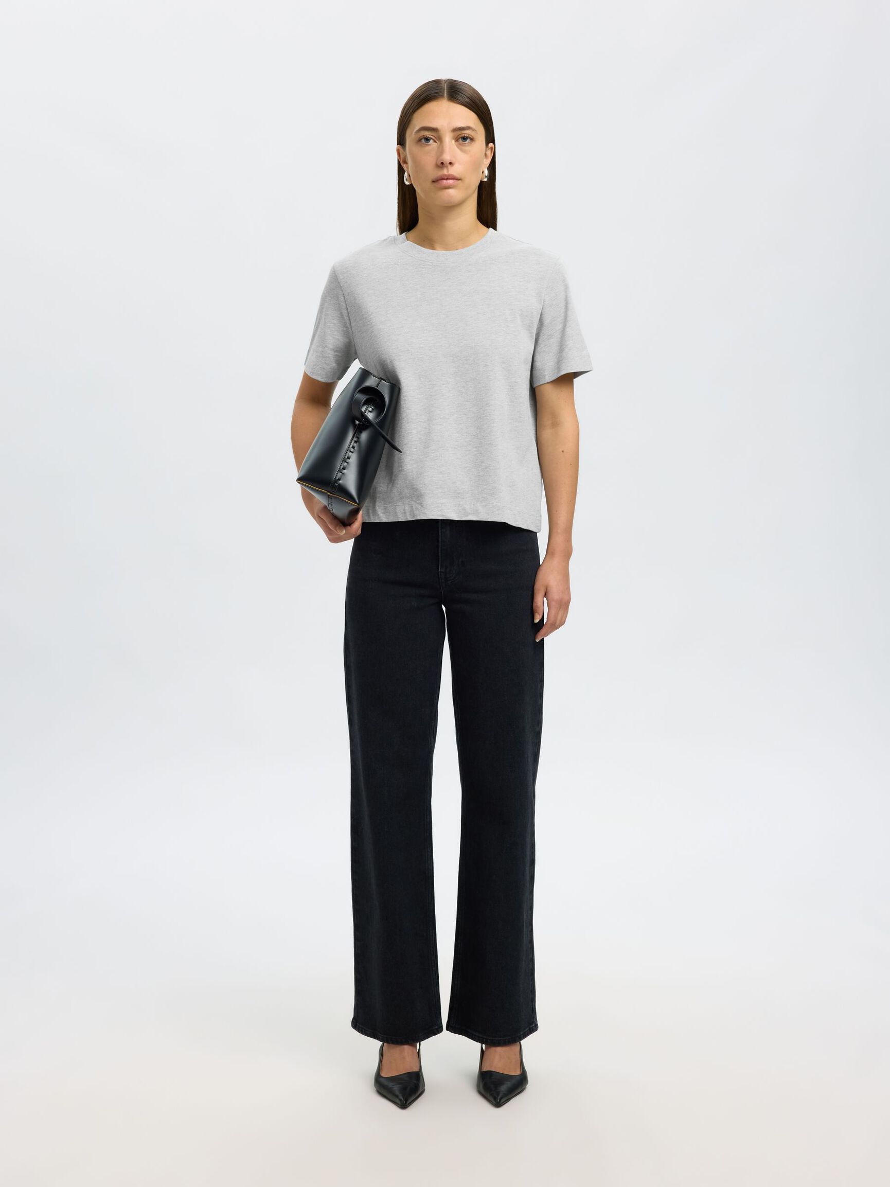BOXY T-SHIRT, Light Grey Melange, highres