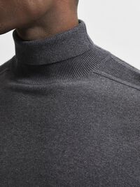 LONG-SLEEVED ROLL NECK PULLOVER, Antracit, highres