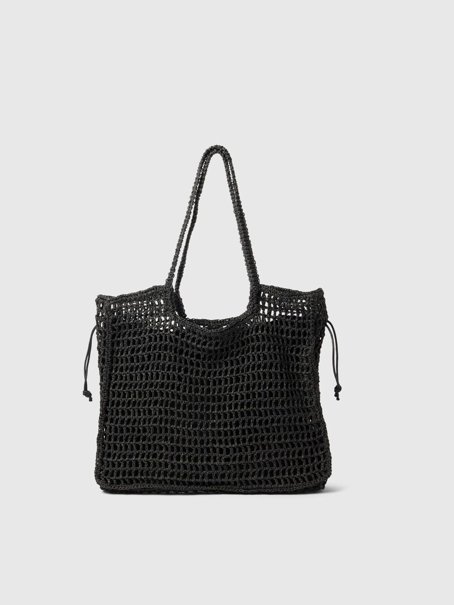 Selected TEJIDO DE PAJA BOLSO SHOPPER, Black, highres - 16097331_Black_002.jpg