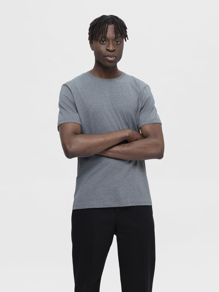 Selected REGULAR T-SHIRT, Medium Grey Melange, highres - 16087842_MediumGreyMelange_003.jpg