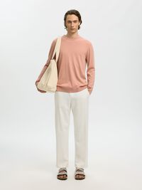100% MERINO WOOL CREWNECK JUMPER, Rose Dawn, highres