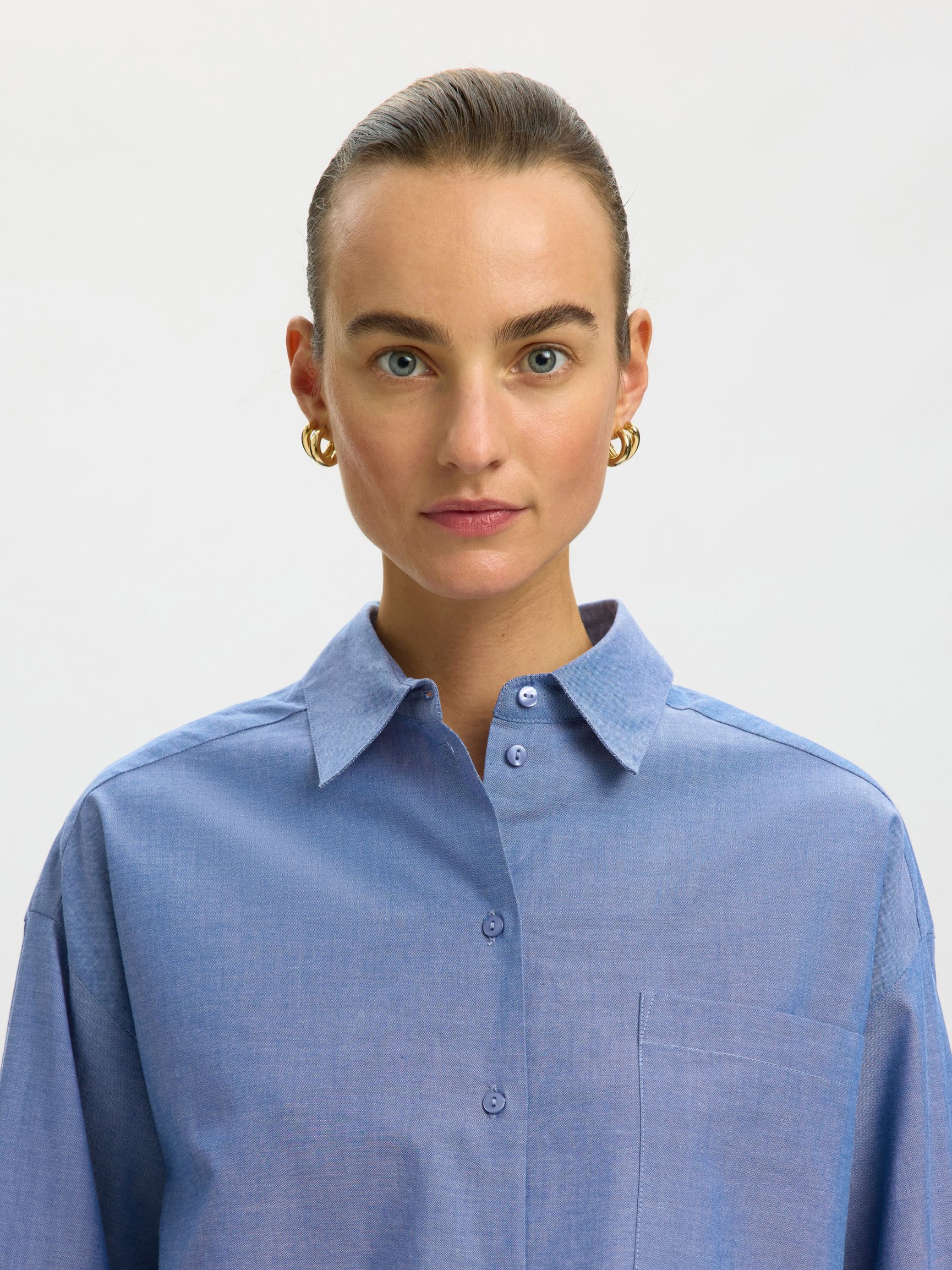 KATOENEN CROPPED BLOUSE, Dark Blue, highres