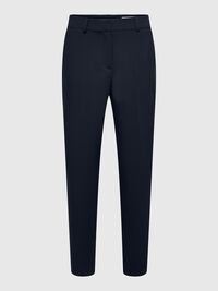 VISCOSE BLEND CROPPED TAPERED TROUSERS, Dark Sapphire, highres
