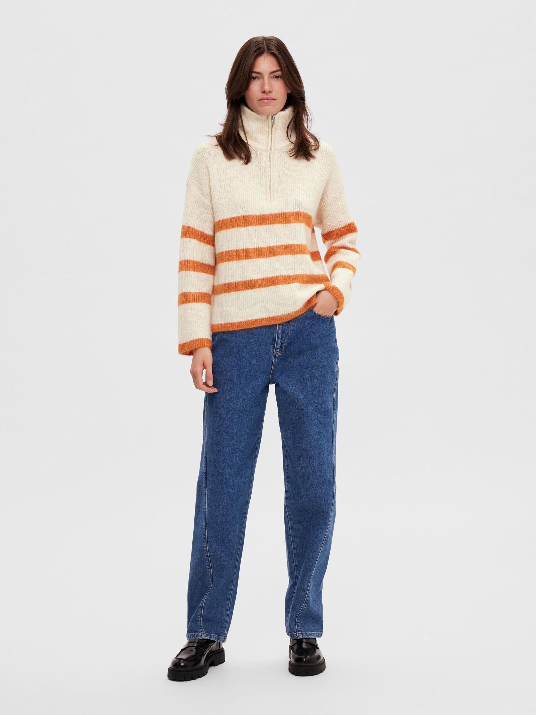 ULLBLANDING HALV GLIDELÅS PULLOVER, Birch, highres