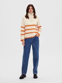 EN LAINE MÉLANGÉE À FERMETURE ÉCLAIR PULLOVER, Birch, highres