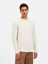 LONG-SLEEVED KNITTED JUMPER, Oatmeal, highres