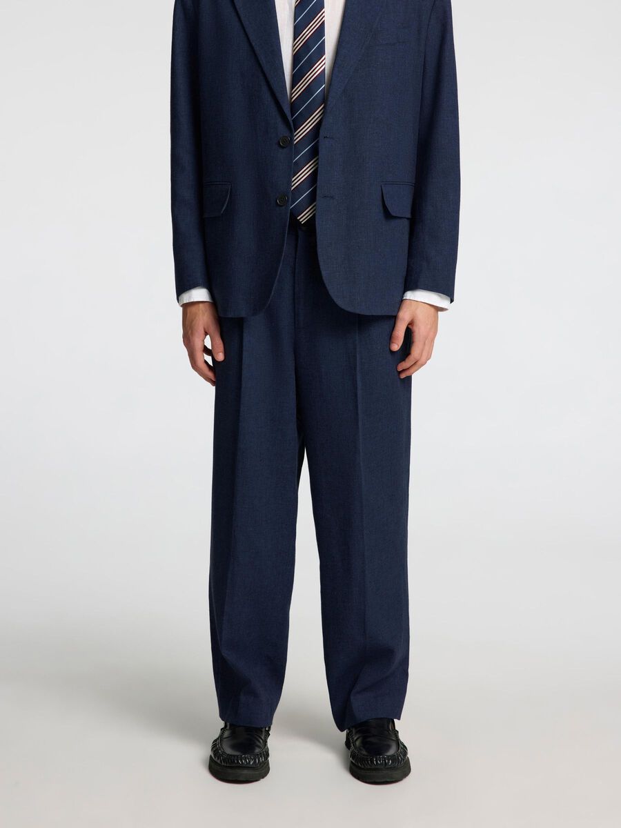 Selected TAILORED LINEN BLEND LOOSE-FIT TROUSERS, Outer Space, highres - 16099041_OuterSpace_003.jpg