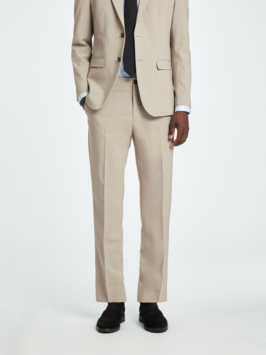 Selected SLIM FIT WOOL BLEND SUIT TROUSERS, Sand, highres - 16094335_Sand_003.jpg