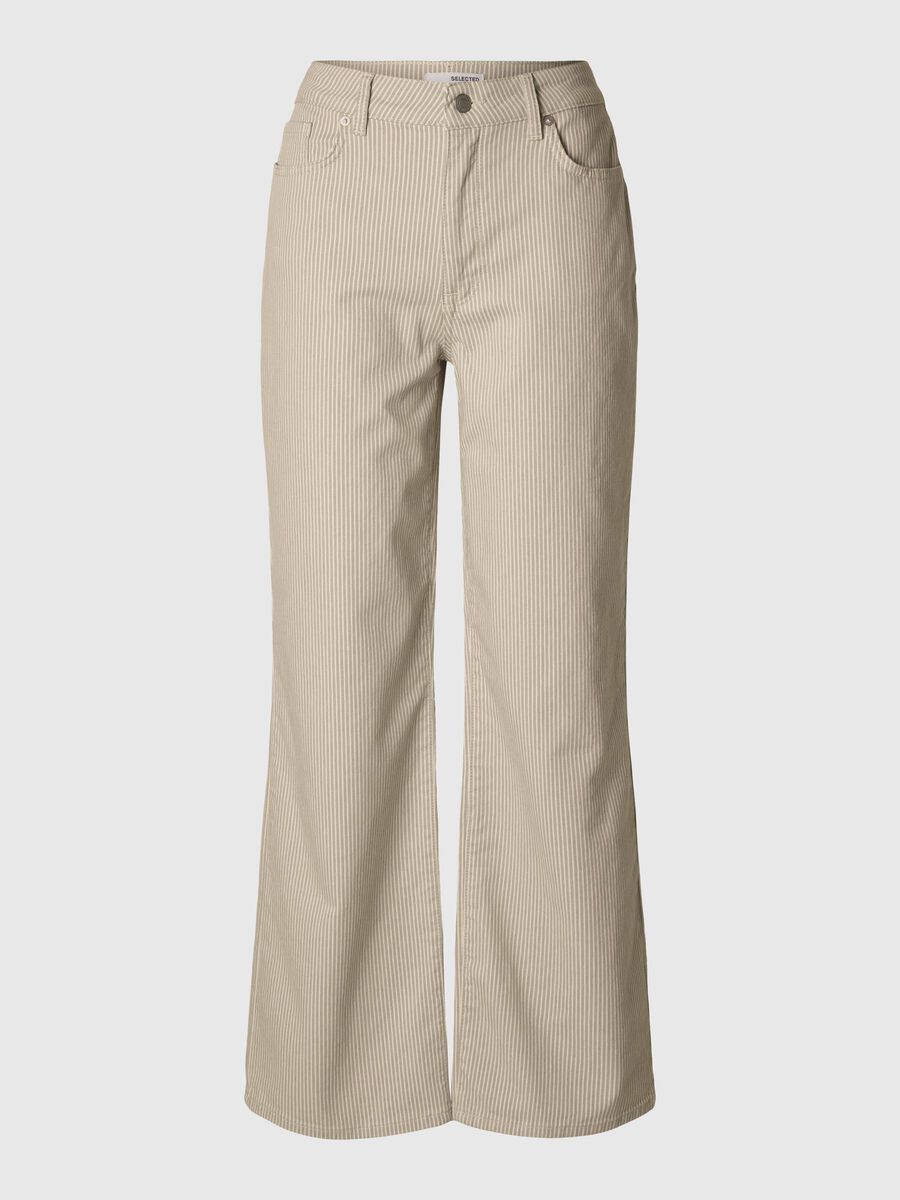 Selected HOOG GETAILLEERD WIDE FIT JEANS, Beige, highres - 16096664_Beige_1166571_001.jpg