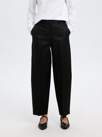 MID WAIST BARREL FIT TROUSERS, Black, highres