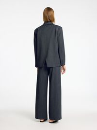 ASYMMETRIC WOOL BLEND OVERSIZED BLAZER, Steel Gray, highres