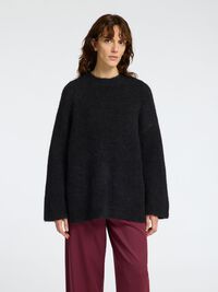 OVERSIZED WOOL BLEND JUMPER, Black, highres