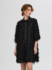 TEXTURED SHIRT DRESS, Black, highres