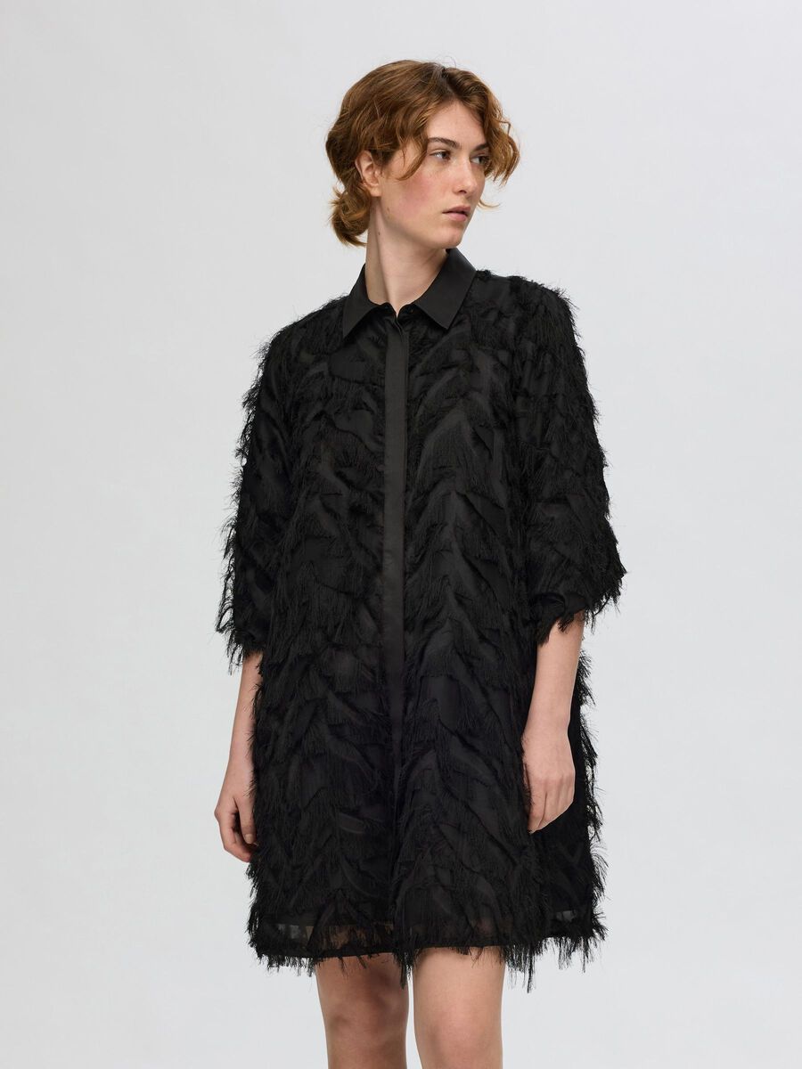 Selected TEXTURED SHIRT DRESS, Black, highres - 16095033_Black_003.jpg
