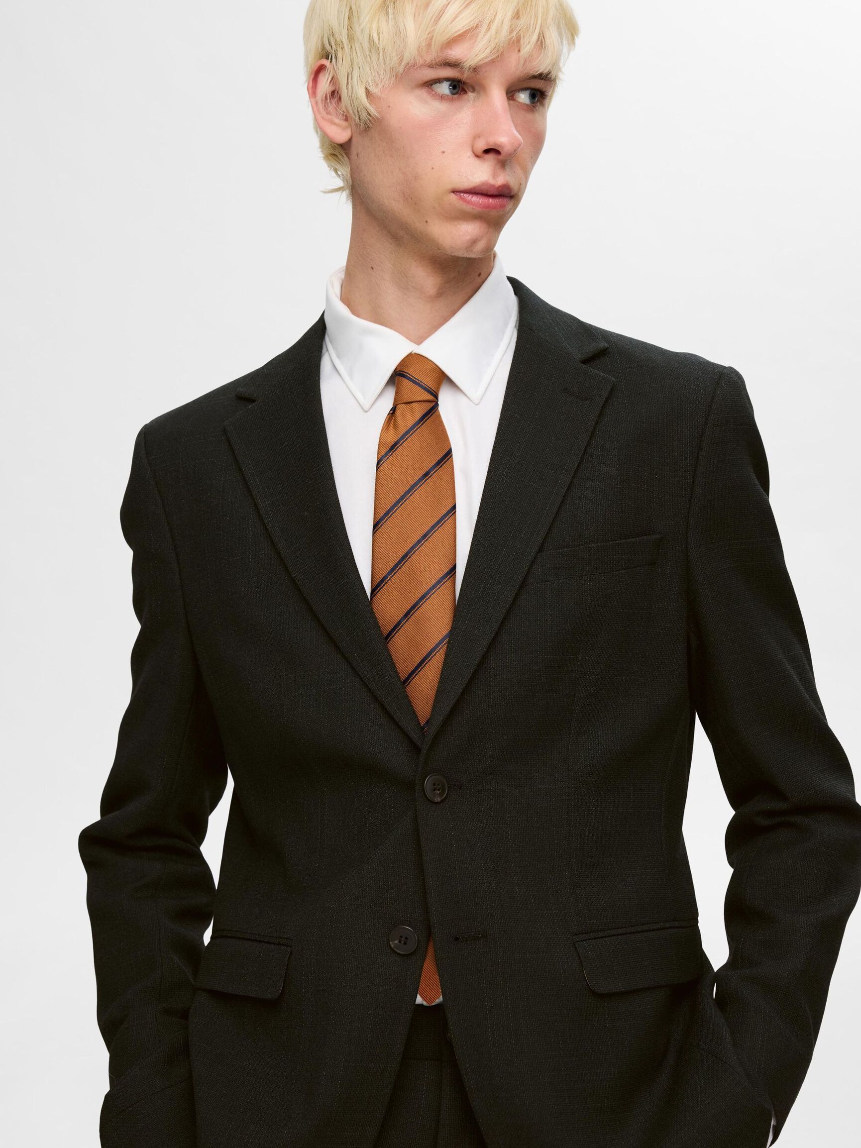 SLIM FIT WOOL BLEND BLAZER, Dark Green, highres