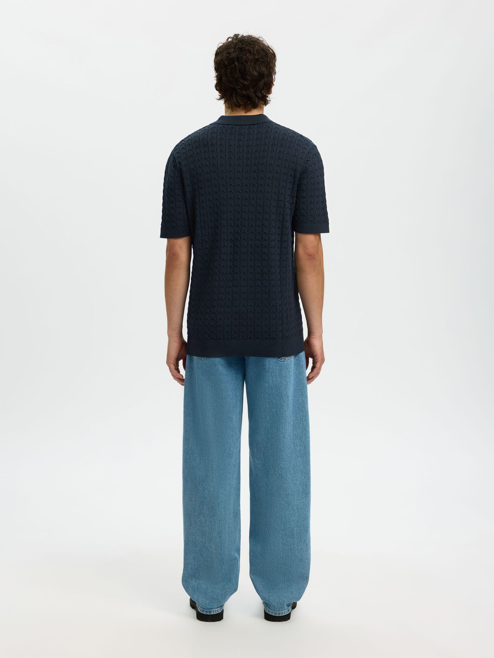 REGULAR FIT KNITTED POLO SHIRT, Sky Captain, highres